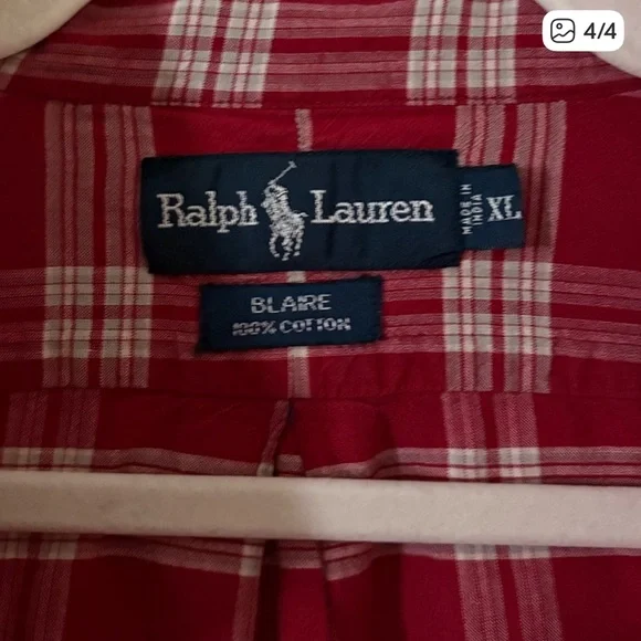 Ralph Lauren Men's 100% Cotton Blaire Plaid Button Down Shirt. Size XL. - Picture 4 of 4